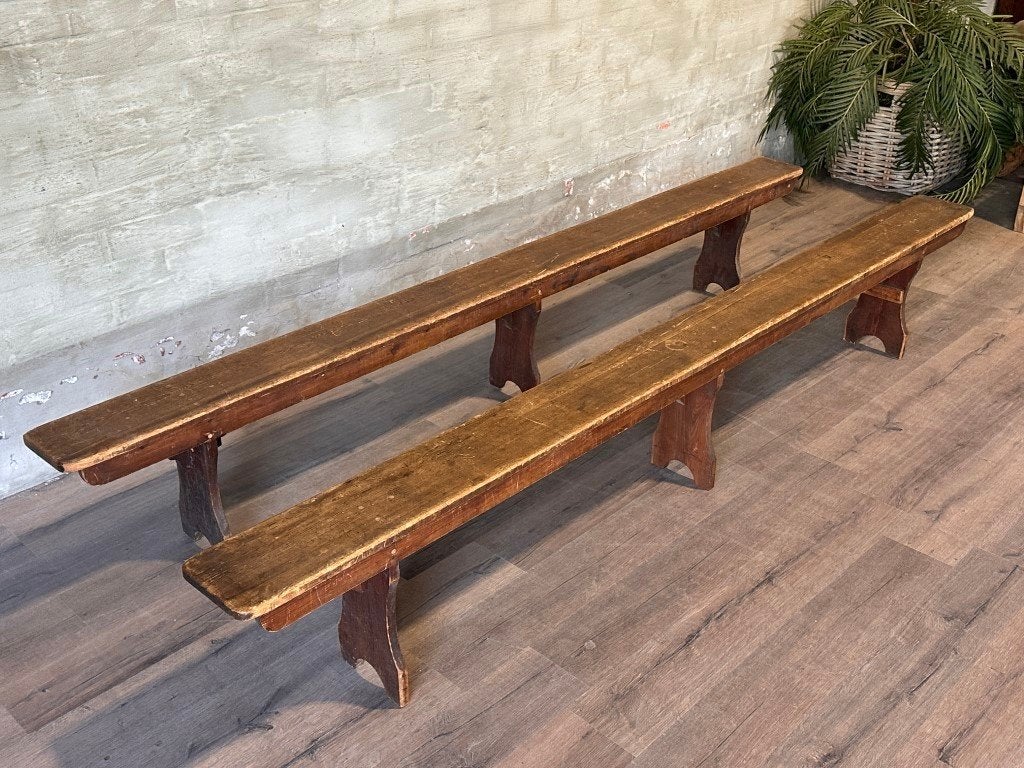 2 Bankjes - 300 x 25 cm + 46,5 cm hoog / prijs per stuk, Antiquités & Art, Enlèvement ou Envoi