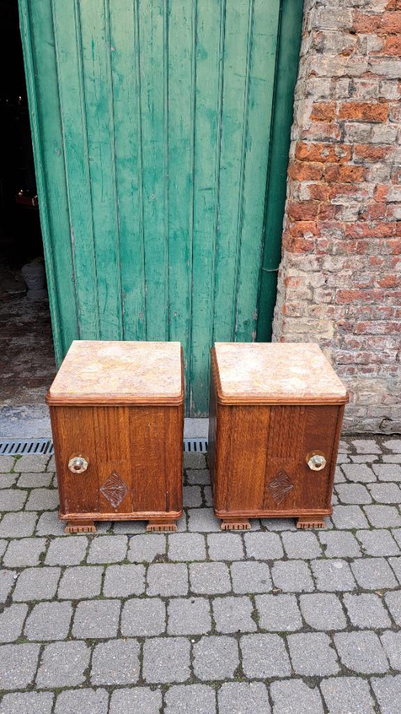 Paar nachtkastjes in art deco stijl, Antiek en Kunst, Antiek | Meubels | Tafels, Ophalen