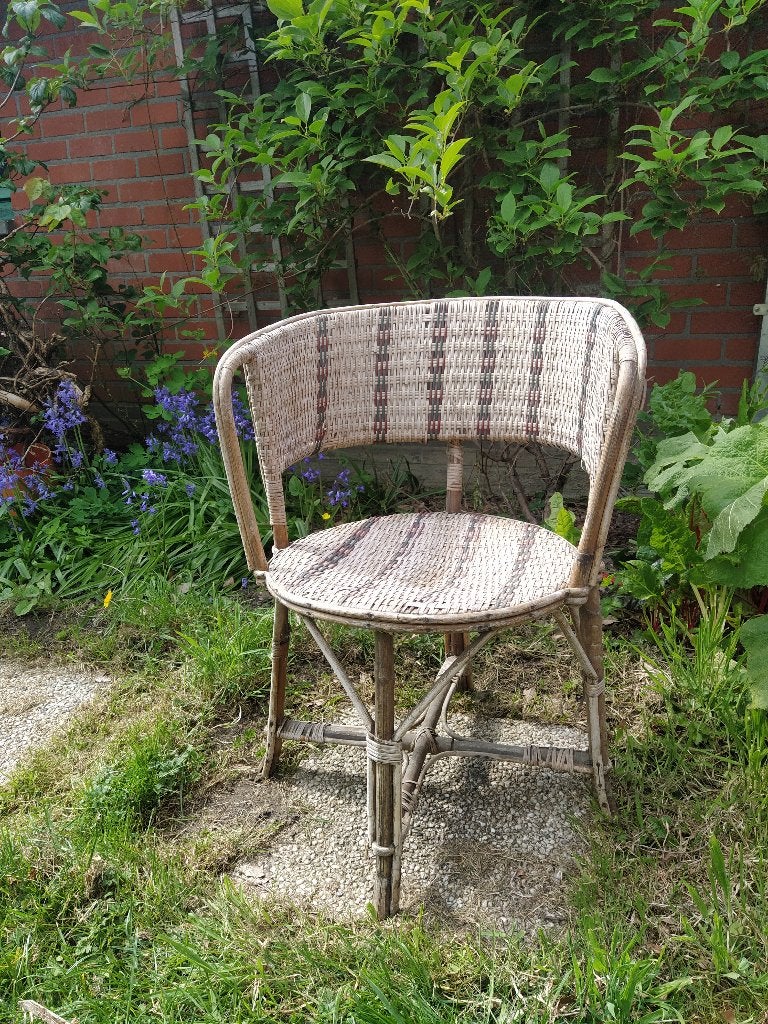 oud rotan zeteltje, Tuin en Terras, Tuinstoelen, Ophalen, Gebruikt, Rotan