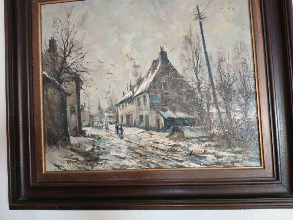 Paysage enneigé, Antiquités & Art, Art | Peinture | Classique, Autres techniques, Paysage, Cadre spécial, Enlèvement