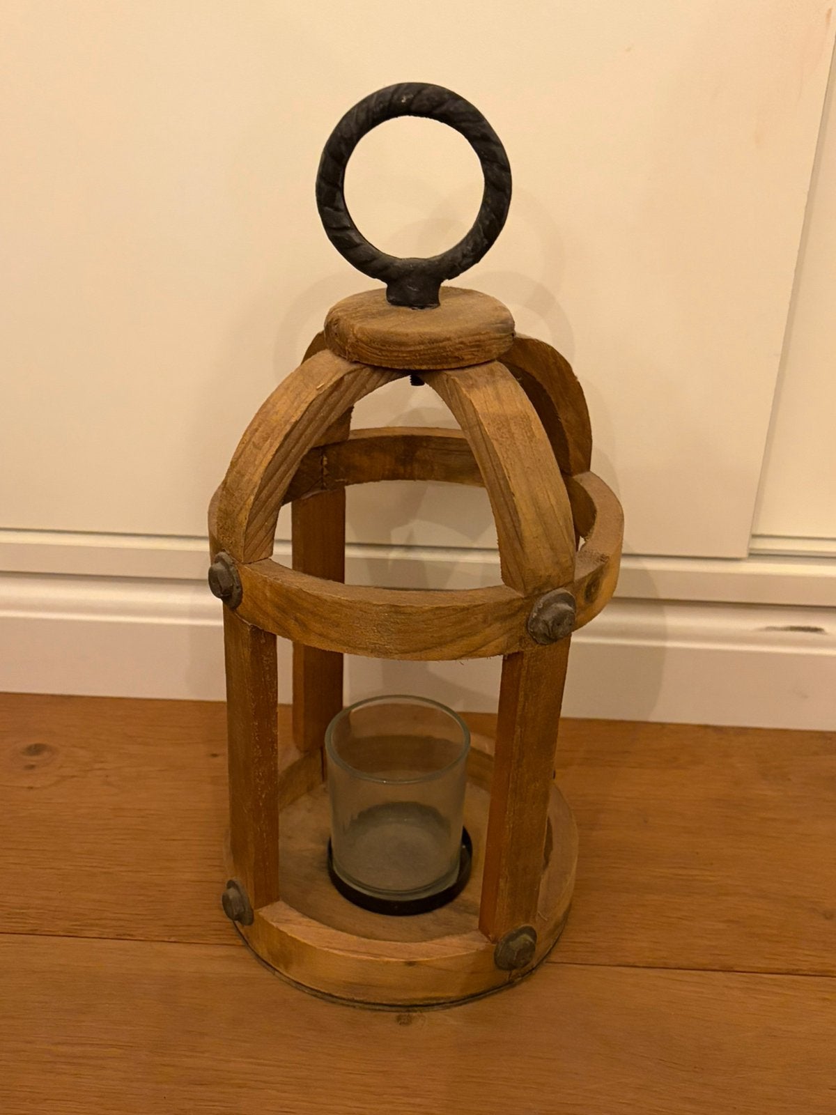 Lantaarn voor theelichtje - 35 cm, Gebruikt, 35 cm, Ophalen of Verzenden, Hout