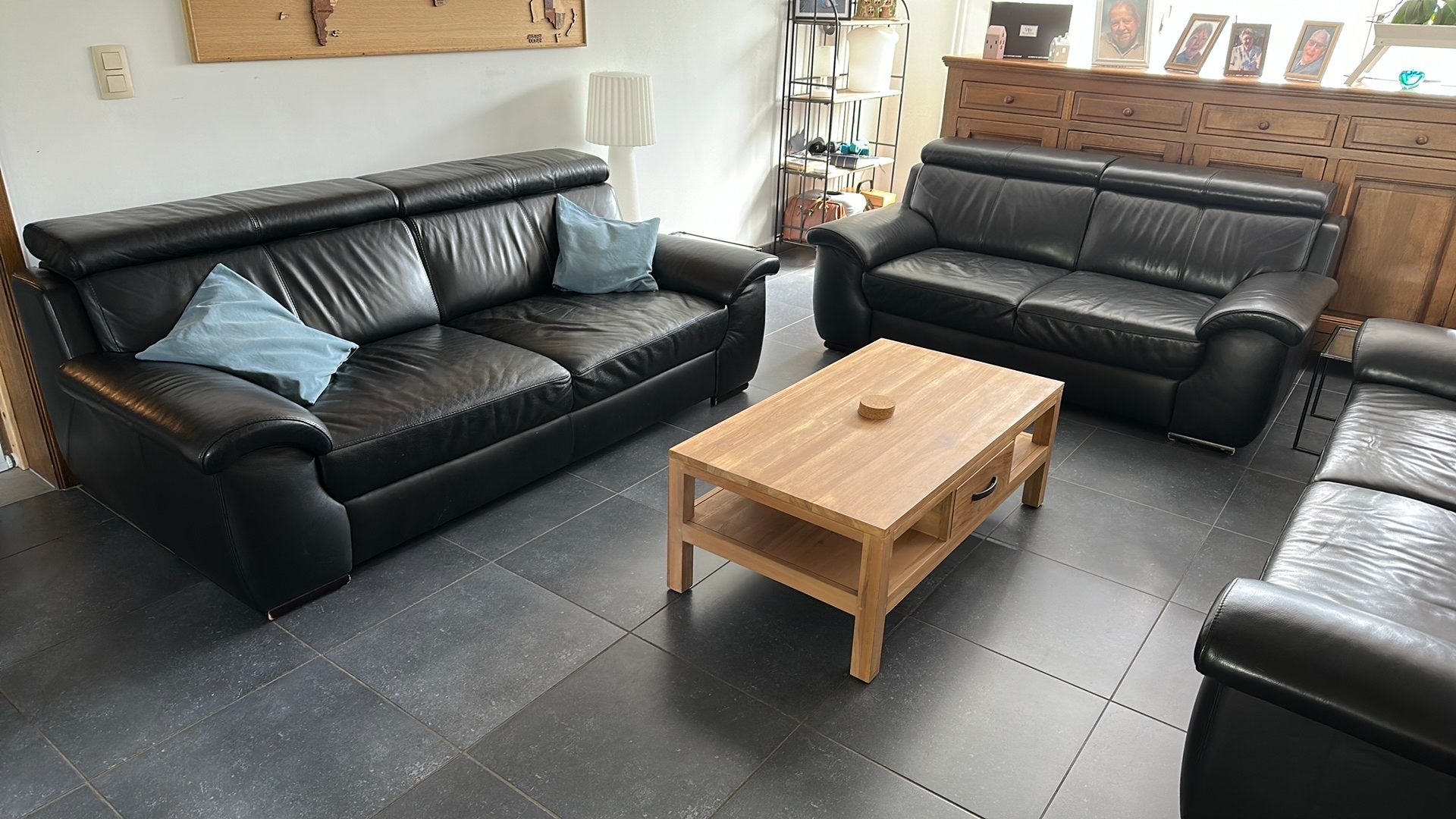 Canapés cuir Samoa noir, Huis en Inrichting, Zetels | Zetels, Rechte bank, Vierpersoons of meer, 200 tot 250 cm, 100 tot 125 cm