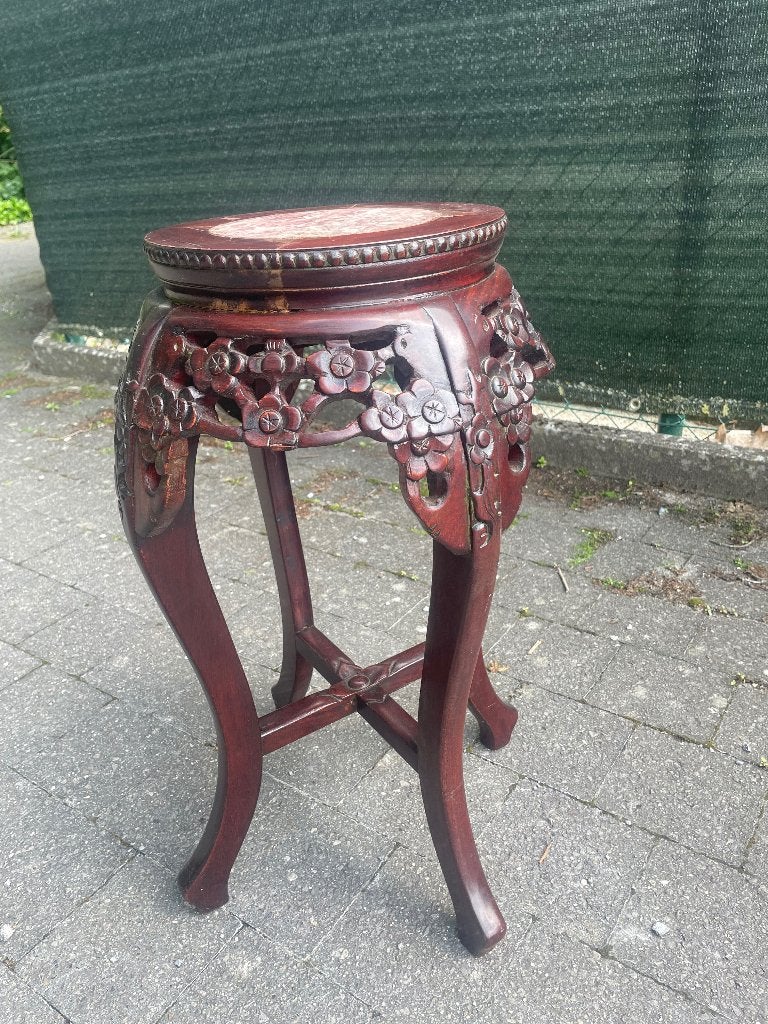 Antiek tafeltje in hardhout met marmeren blad, Ophalen