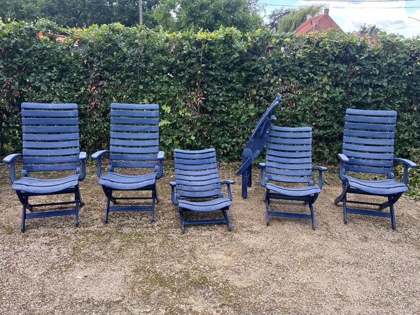 6 buiten stoelen te koop, Tuin en Terras, Tuinstoelen, Ophalen of Verzenden, Gebruikt, Overige materialen, Inklapbaar
