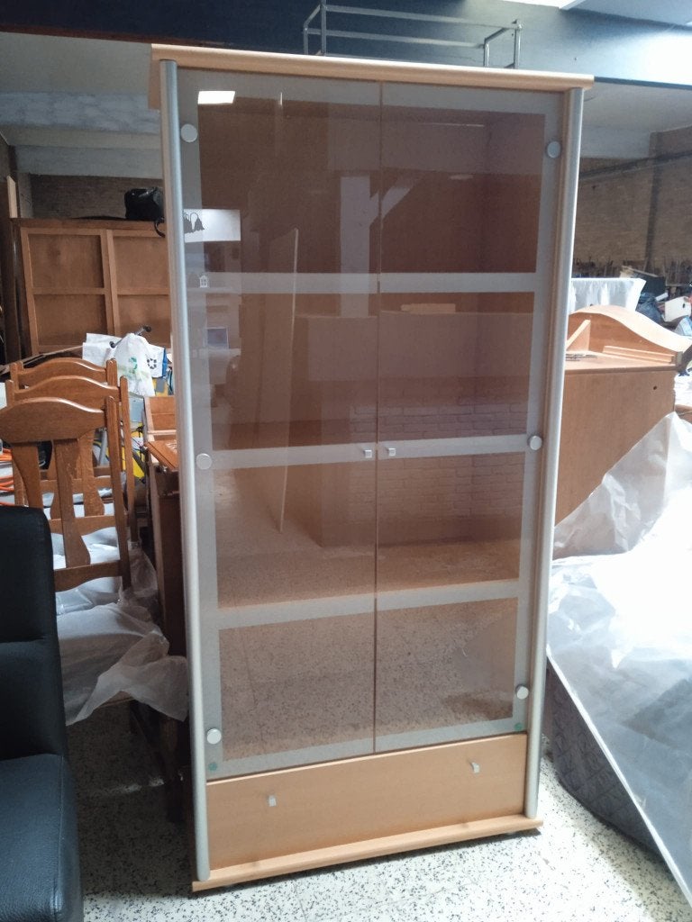 Meuble verrière / vitrine 80x180 cm, Avec tablette(s), Comme neuf, 50 à 100 cm, 50 à 75 cm