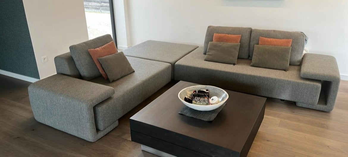 Grijze zetel, Maison & Meubles, Enlèvement, Utilisé