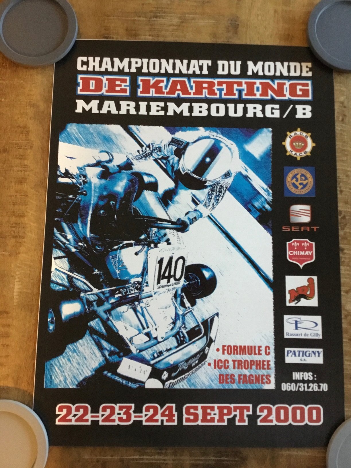 Affiche karting mariembourg 2000, Ophalen of Verzenden, Zo goed als nieuw