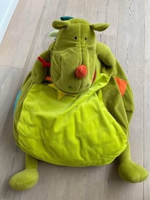 “Walter”, de draak met toverstaf, zitzak van Lilliputiens, Ophalen, Groen, Overige merken, Zo goed als nieuw