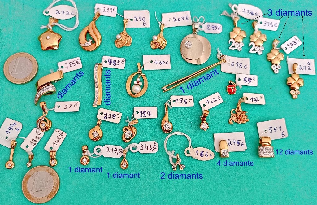 Pendentif or 18K + 1 ou plusieurs zircon(s)/diamant(s), NEUF, Enlèvement ou Envoi, Neuf, Or, Or