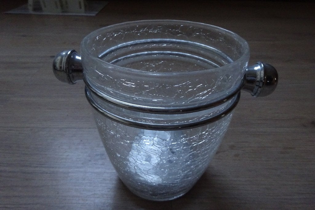 glazen ijsemmer, Ophalen, Zilver, Overige merken, Glas