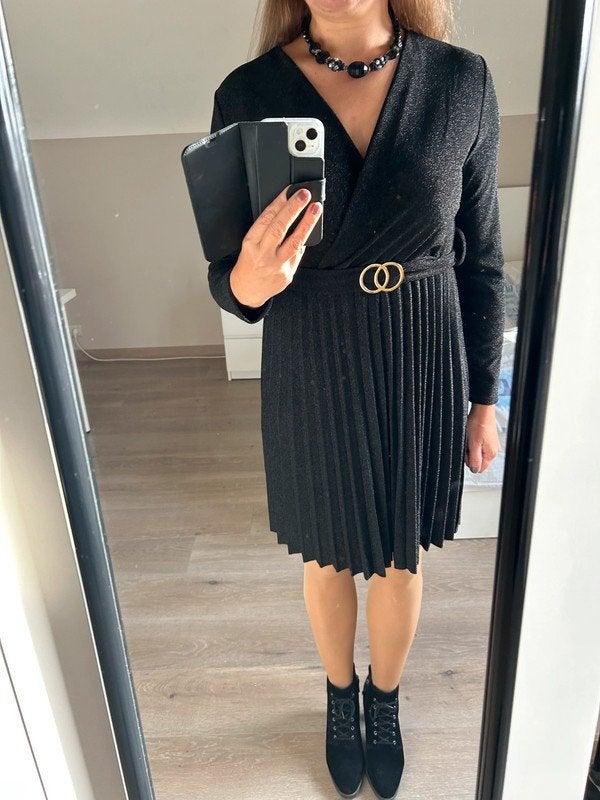 Zwarte glitter jurk NIEUW, Kleding | Dames, Maat 38/40 (M), Zwart, Nieuw, Ophalen of Verzenden