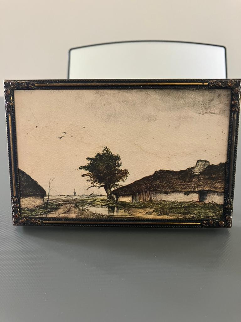 KOPEREN Kadertje + prent., Antiek en Kunst, Ophalen of Verzenden