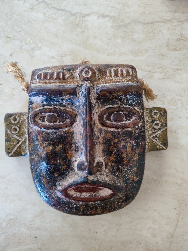 Mexico handgemaakt muurmasker naar pre-columbiaanse kunst, Ophalen of Verzenden, Handgemaakt, Wanddecoratie, Steen/keramiek