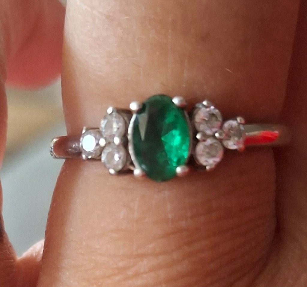 Bague, Comme neuf, Argent, Vert, Enlèvement