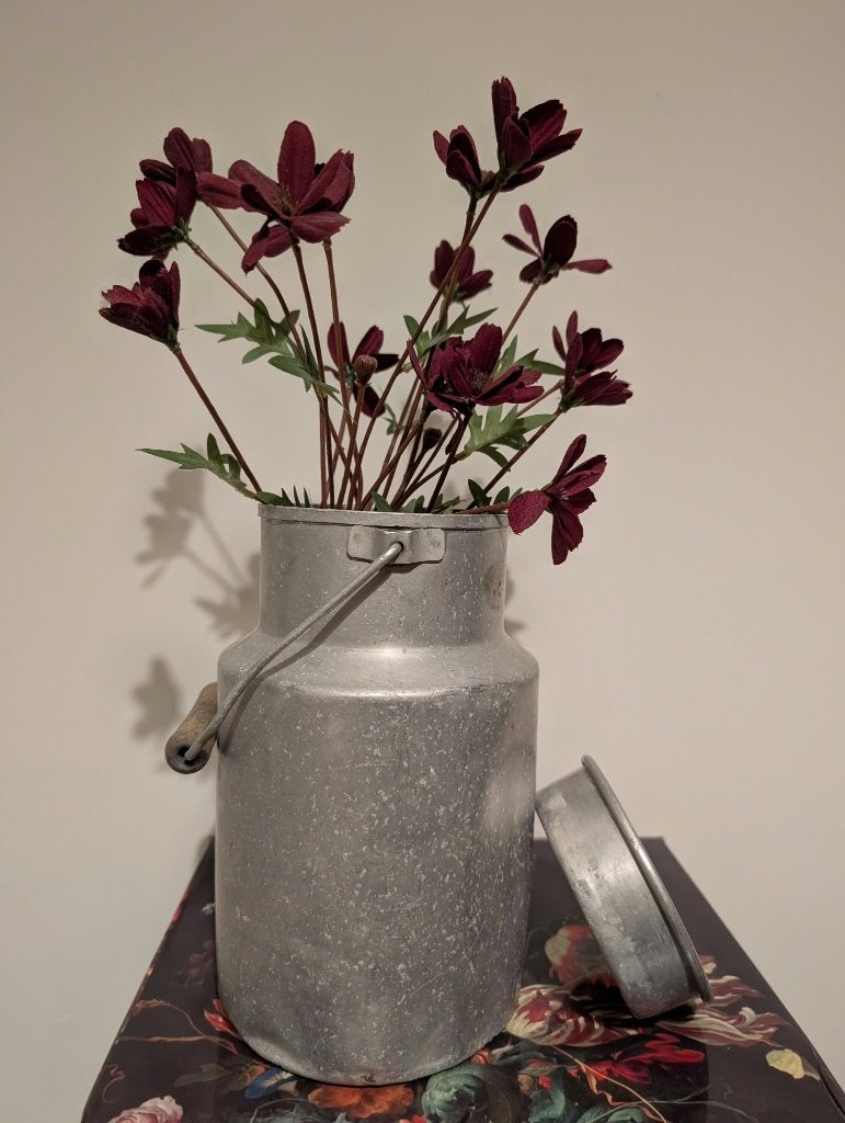 Ancien pot à lait en aluminium / Brocante déco vintage, Enlèvement ou Envoi, Utilisé, Gris, Métal