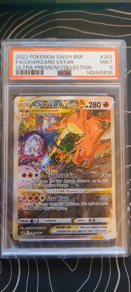 Charizard Vstar PSA 9, Hobby en Vrije tijd, Ophalen, Nieuw, Losse kaart