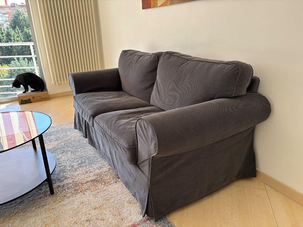 Canapé 2 places IKEA EKTORP — gris anthracite, Maison & Meubles, 75 à 100 cm, Enlèvement, Utilisé, Deux personnes