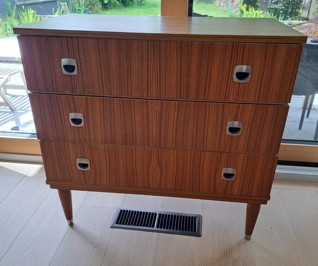Vintage Mid-Century Ladekast / Commode, Huis en Inrichting, Ophalen, Gebruikt, 50 tot 100 cm, 3 of 4 laden