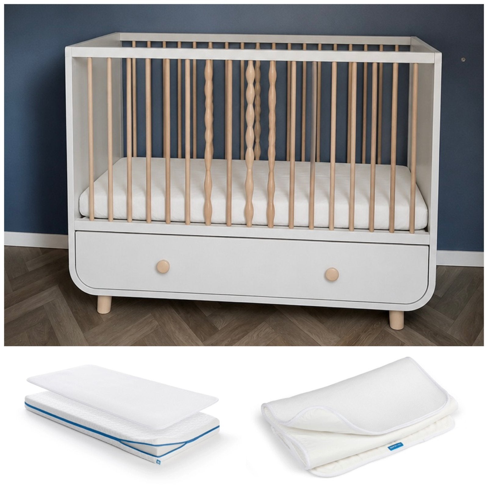 Meegroeibed+matras, matrasbeschermer en hoeslaken aerosleep, Ophalen, Zo goed als nieuw, Matras