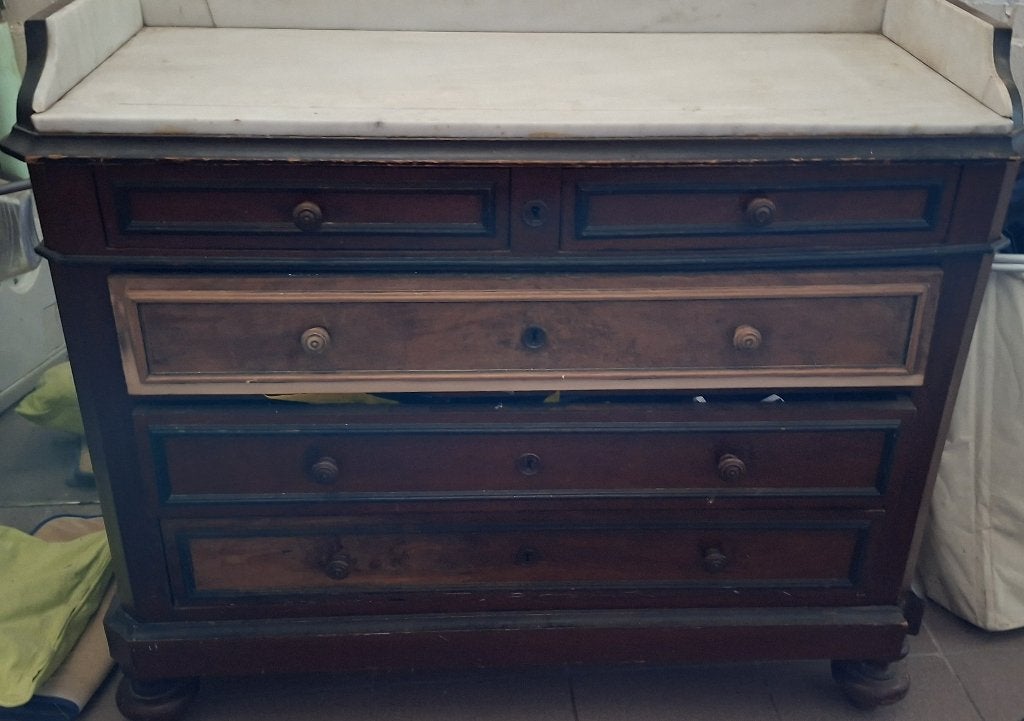 Antieke Ladekast / Commode met Marmeren Blad, Antiek en Kunst, Antiek | Meubels | Kasten, Ophalen