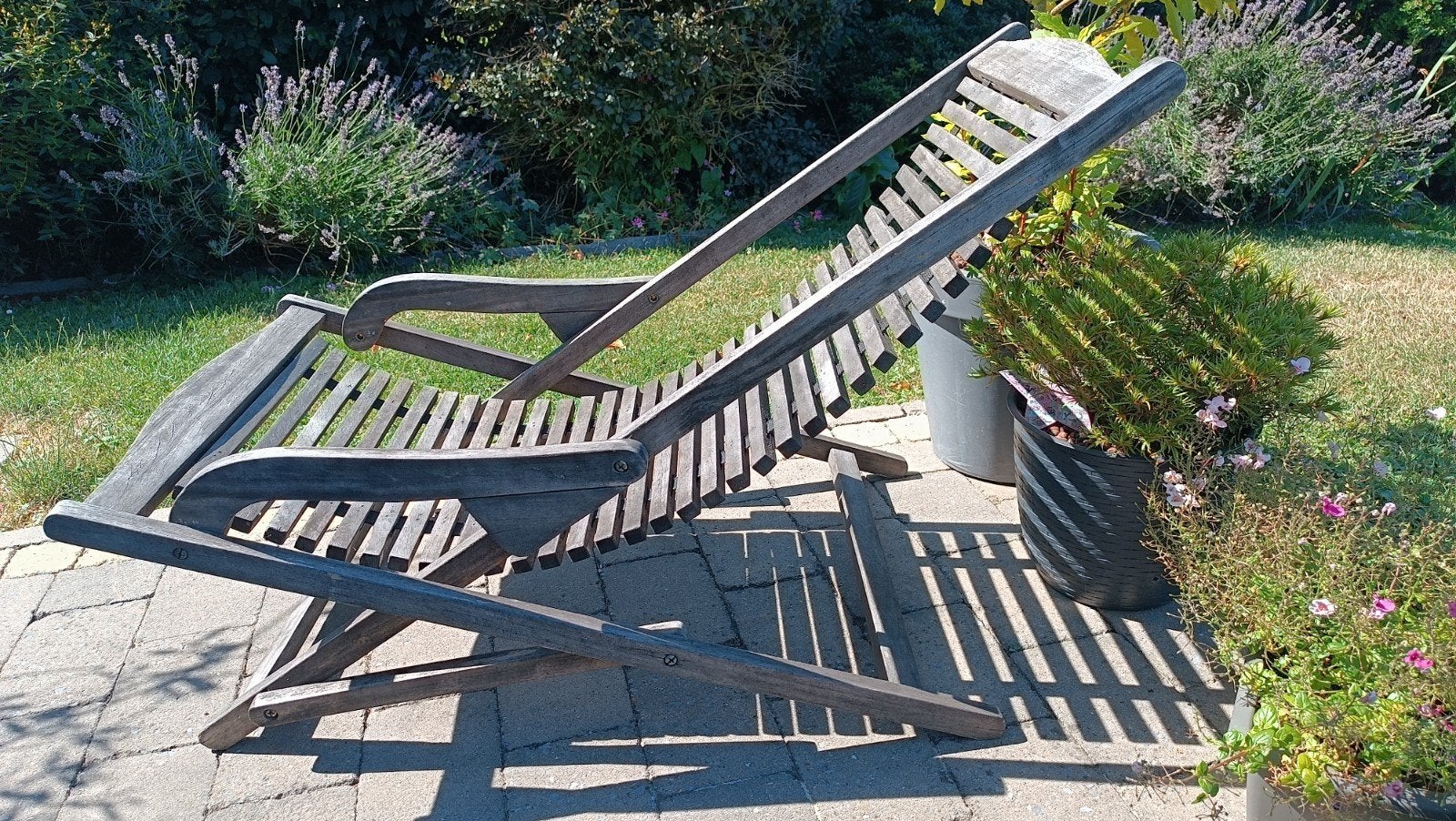 chaise longue, transat en bois massif, Pliable, Une personne, Enlèvement, Utilisé