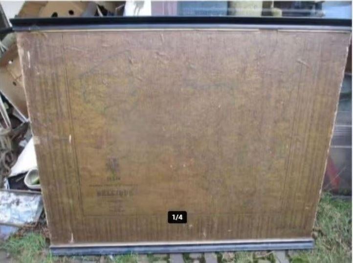 Prachtige Antieke Schoolkaart op doek van Belgie - 1879, Antiek en Kunst, Antiek | Schoolplaten, Ophalen, Aardrijkskunde