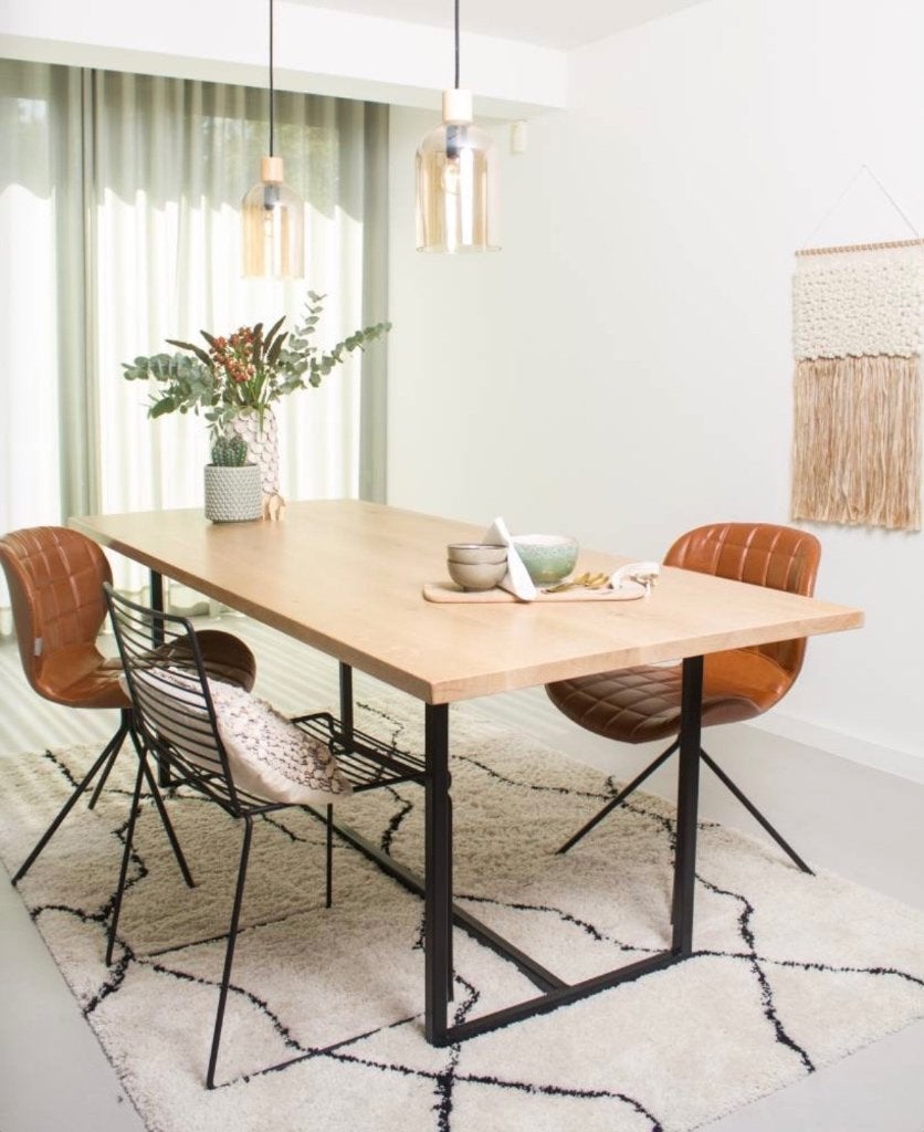 Eiken eettafel met bank, Enlèvement, Chêne, 150 à 200 cm, 50 à 100 cm