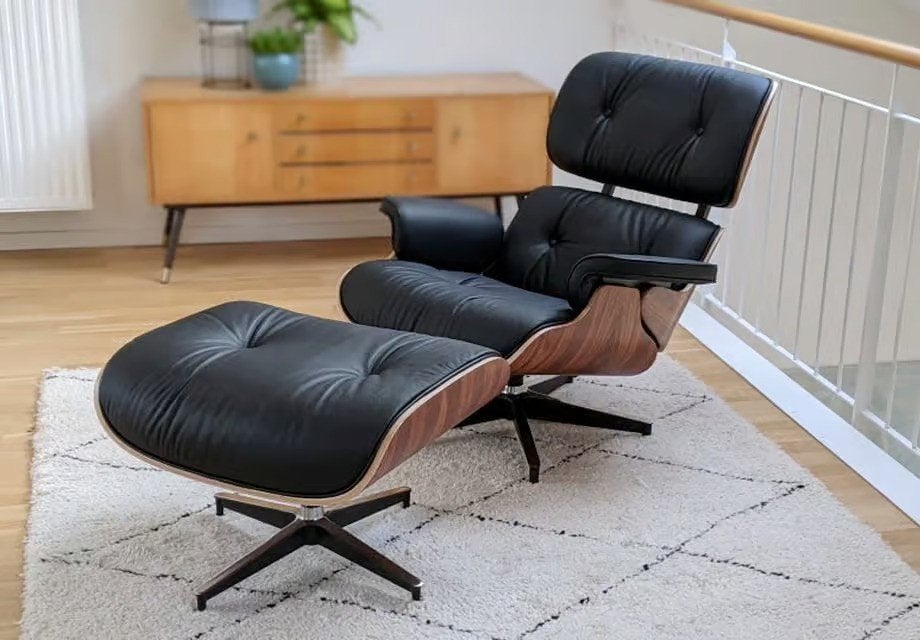 Eames Replica Lounge Chair XL Walnoot/Palissander + Ottoman, Verzenden