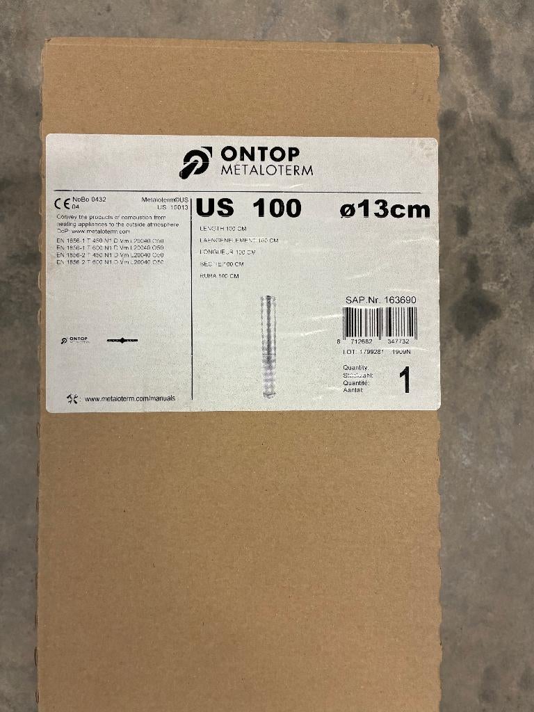 Concentrische RGA/LTV buis 130mm – RVS – 1000 mm, Ophalen of Verzenden, Nieuw, Afzuiger
