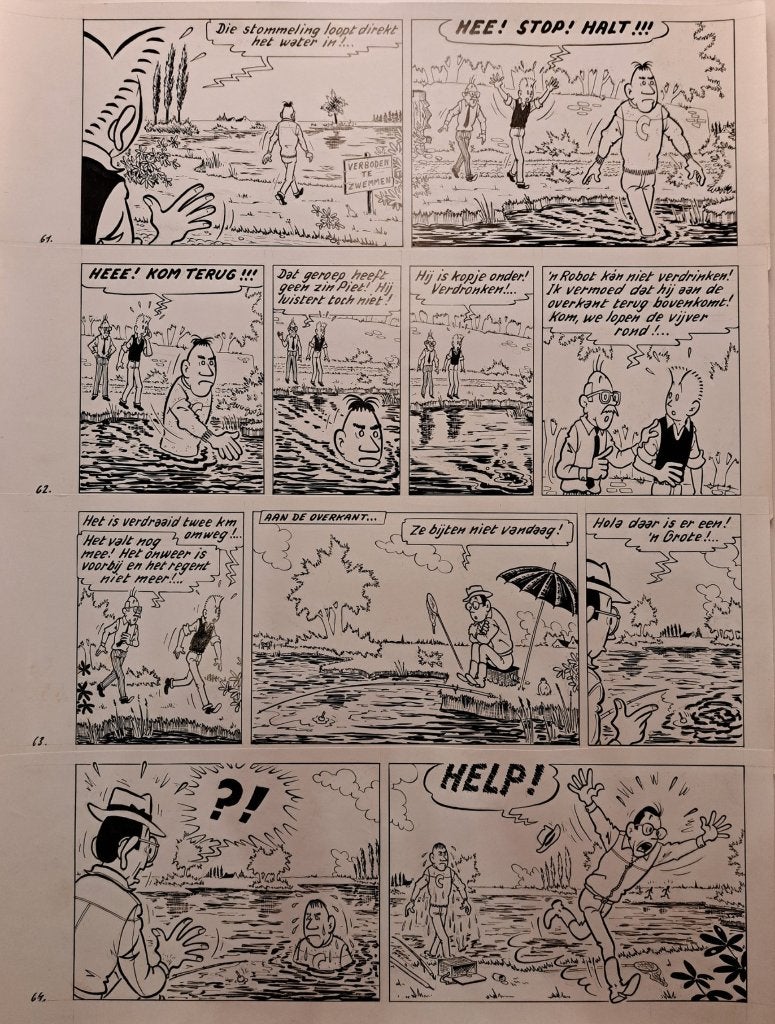 POM - originele pagina PIET PIENTER en BERT BIBBER, Ophalen of Verzenden, Foto, Origineel