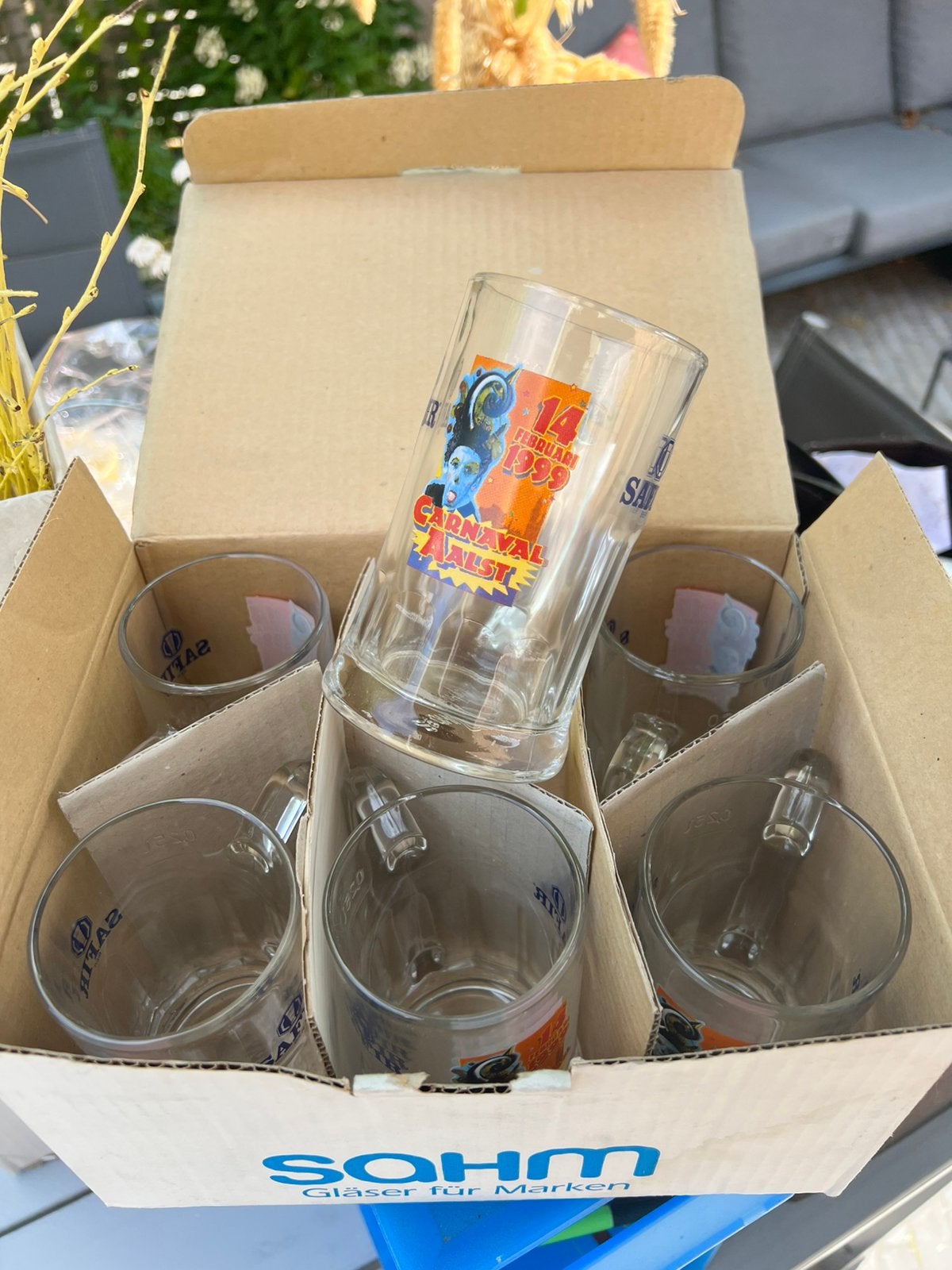 Bierglazen carnaval aalst 1999 6 stuks, Verzamelen, Ophalen, Nieuw