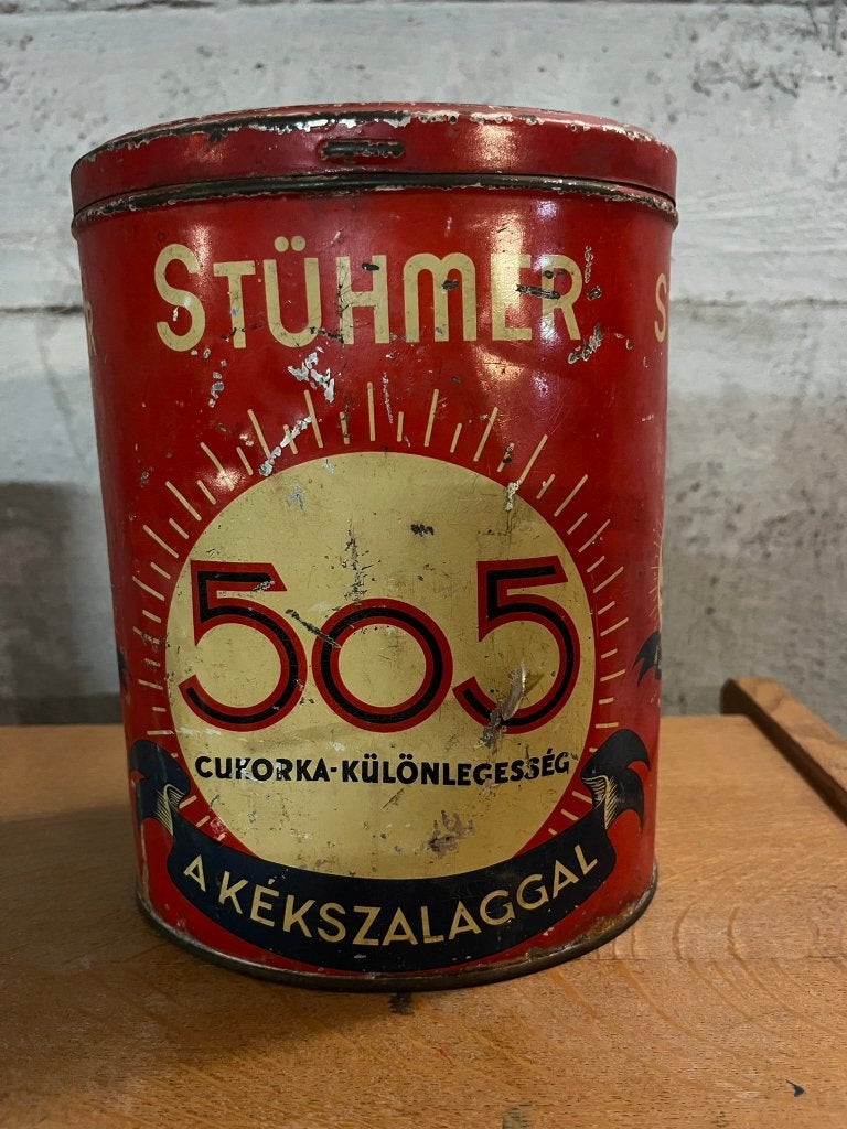 Vintage Stühmer snoepblik, Huis en Inrichting, Ophalen, Vintage, Gebruikt, Blauw