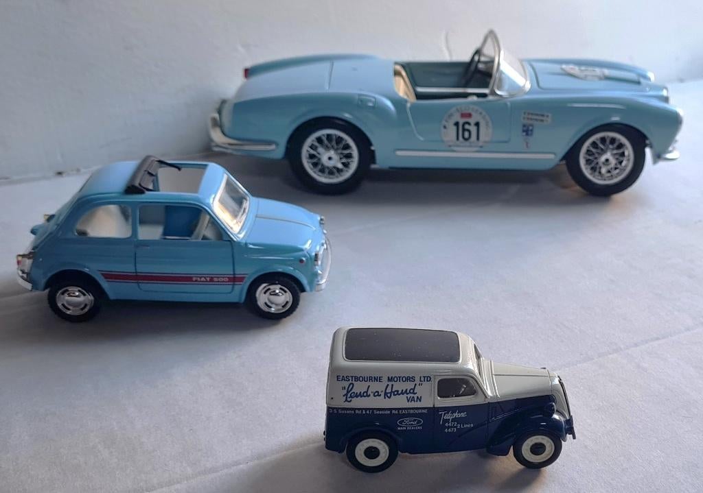 3 modèles voitures Lancia Aurelia Spyder +Fiat 500 + Fordson, Hobby & Loisirs créatifs, Voitures miniatures | 1:43, Enlèvement ou Envoi