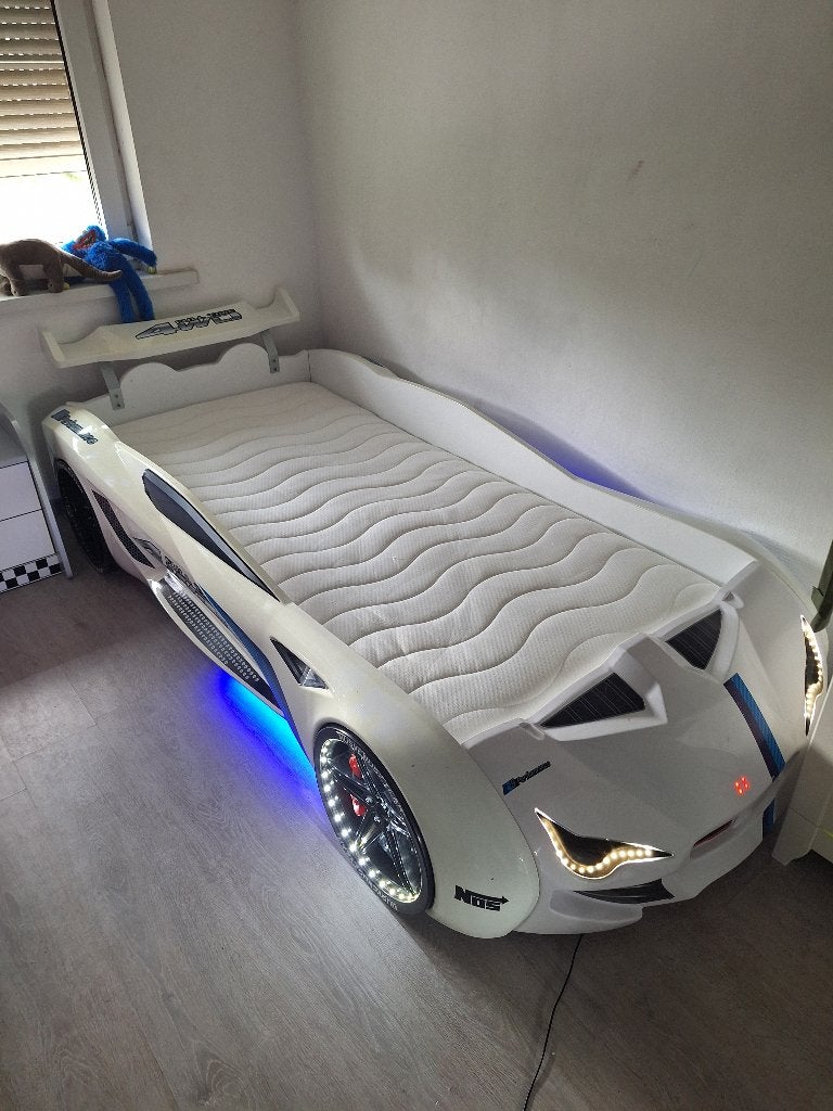 Autobed licht en geluid met kast en nachtkastje, Ophalen, Gebruikt, Eenpersoons, Racing