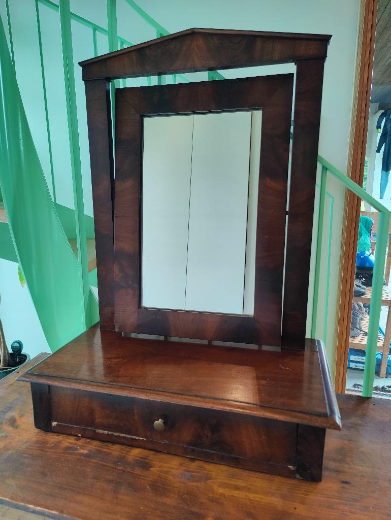 Acajou Empire make-upspiegel/visagist, Antiek en Kunst, Antiek | Spiegels, 50 tot 100 cm, Minder dan 100 cm, Rechthoekig, Ophalen