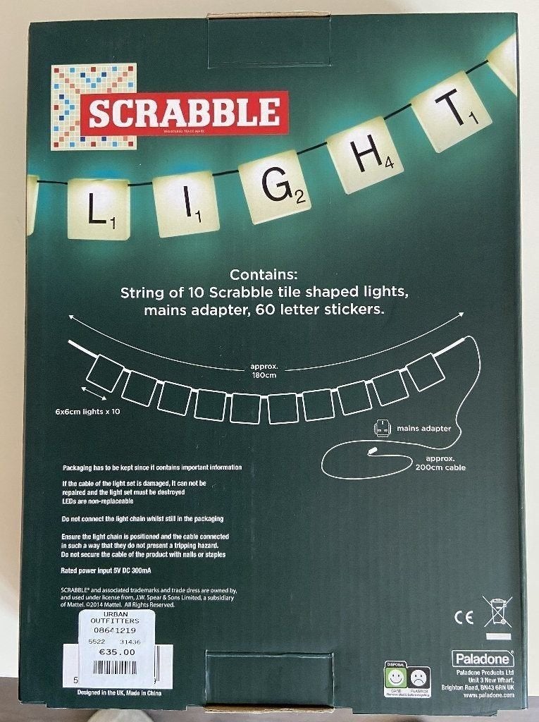 Décoration lumineuse Scrabble - neuve sous blister, Enlèvement ou Envoi, Neuf