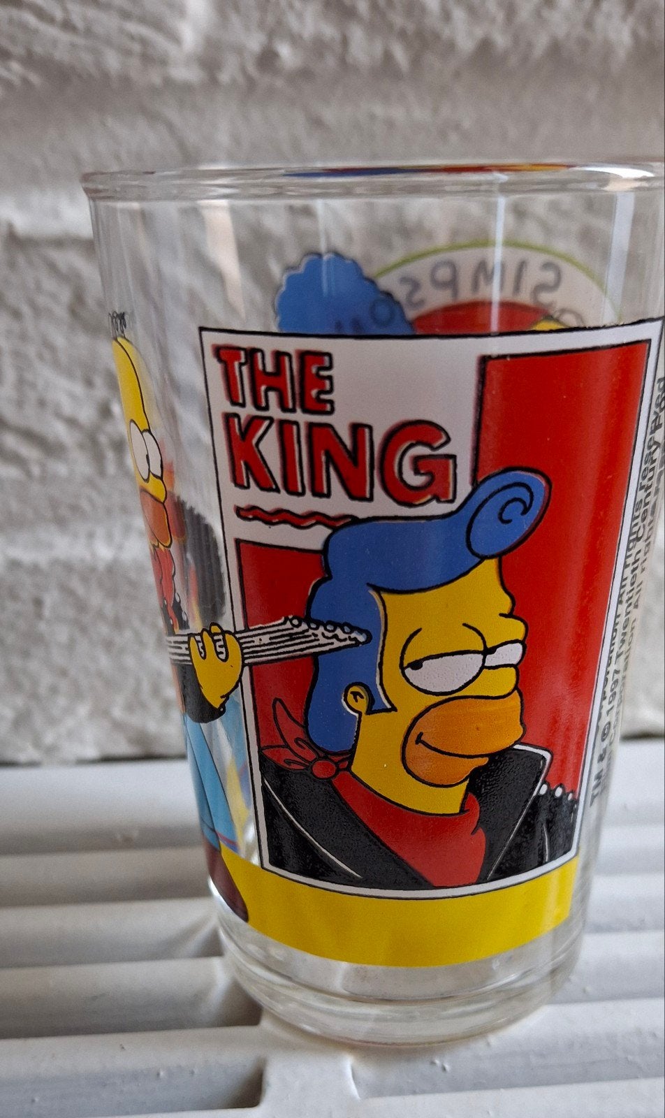 Vintage glas The Simpsons Elvis Presley The King 1997, Verzamelen, Ophalen of Verzenden, Zo goed als nieuw, Frisdrankglas