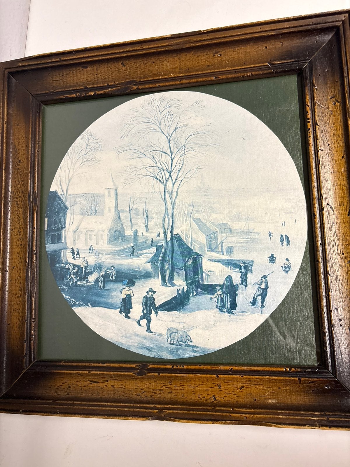 Reproduction de la scène hivernale du XVIe siècle,38 x 38 cm, Enlèvement ou Envoi
