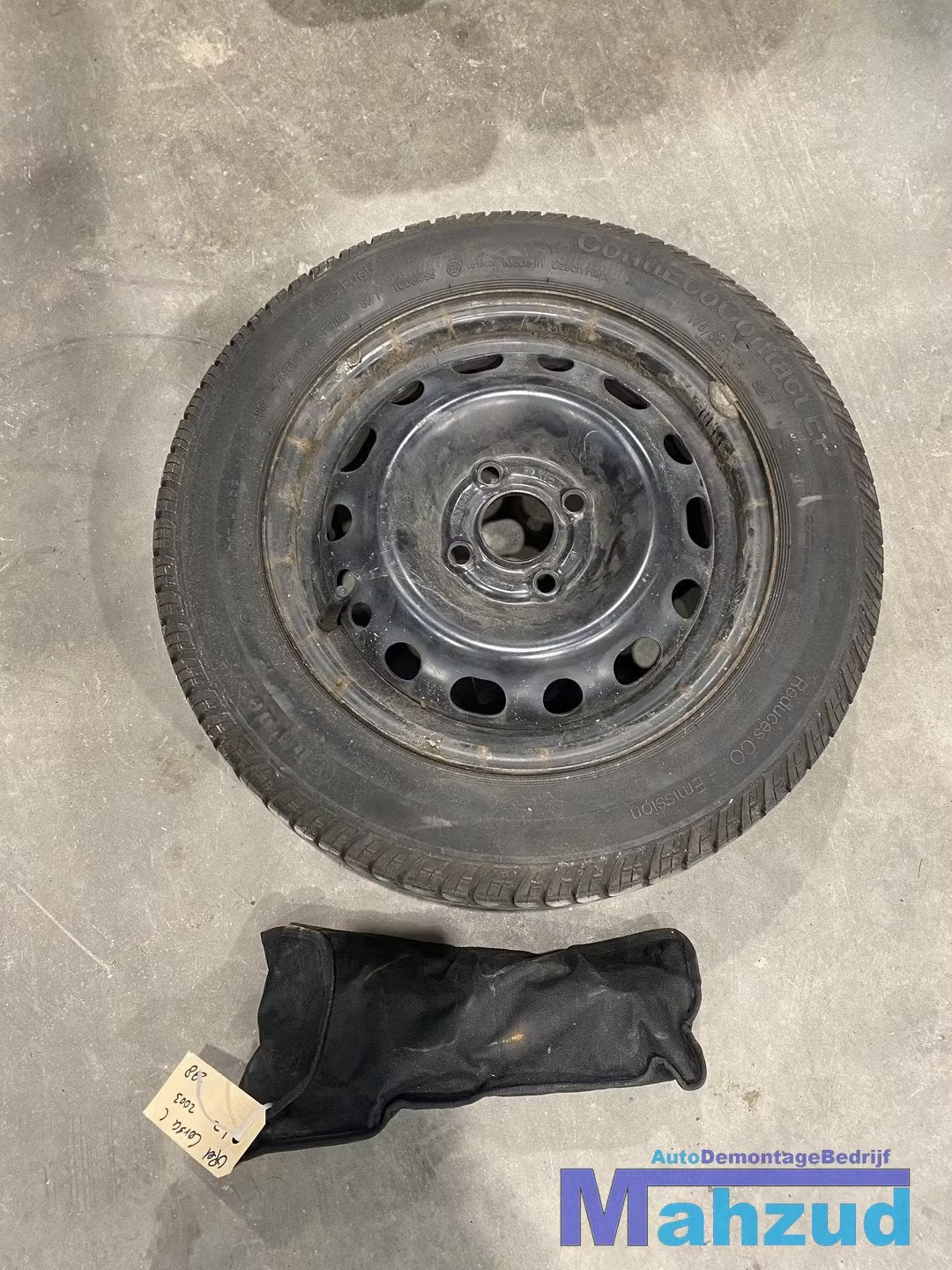 OPEL CORSA C 4X100 Reservewielset krikset thuiskomer 14 inch, Gebruikt, Opel Automobile GmbH, Kontakt@opel-infoservice.de, Opel