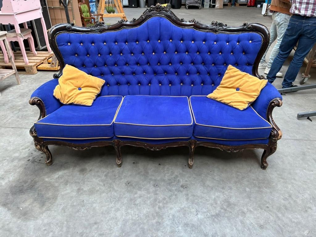 Antieke barok sofa, Huis en Inrichting, Zetels | Zetels, Gebruikt, Rechte bank, Driepersoons, 150 tot 200 cm, Hout, Kunststof