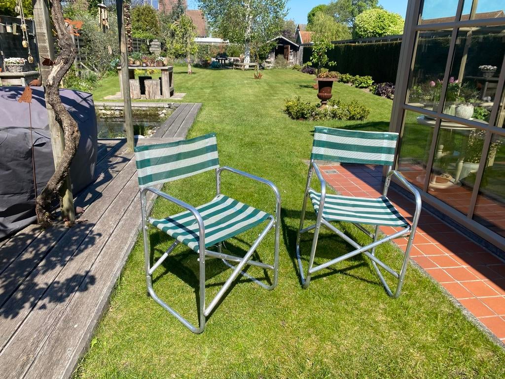 Campingstoelen in aluminium, tweedtuks, Caravans en Kamperen, Ophalen, Zo goed als nieuw