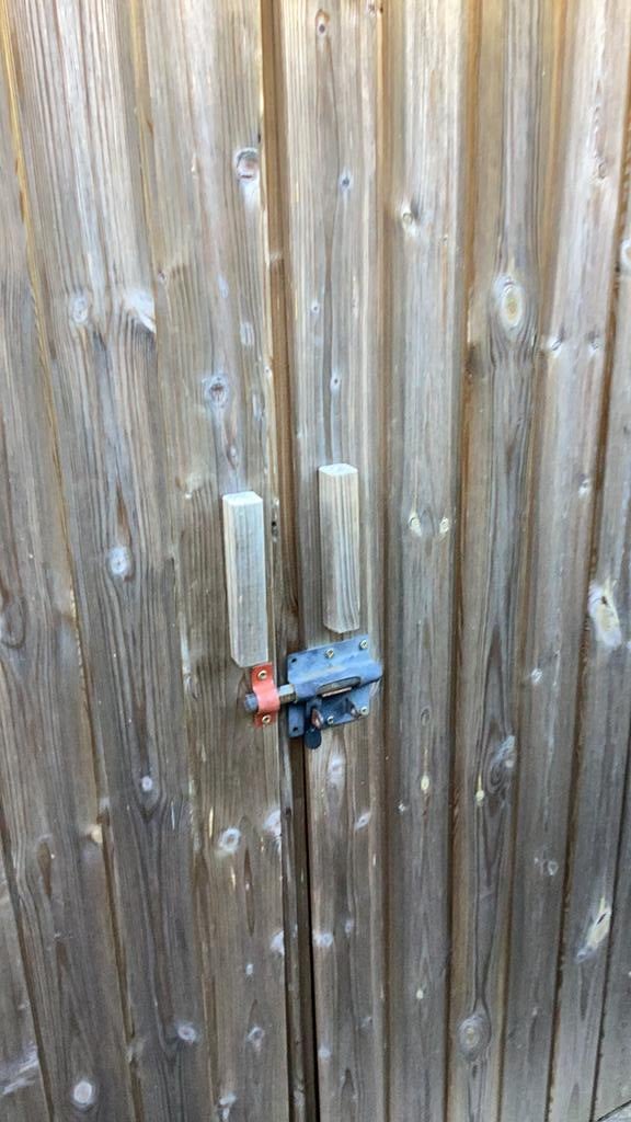 Tuin-opbergkast, Ophalen, Gebruikt, Hout, Containerberging