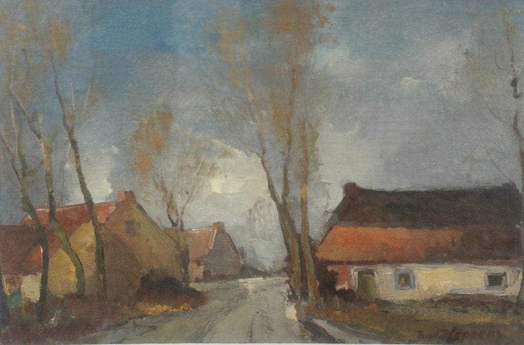 Juul Keppens (1910-1992): Landelijke weg (61 x 51 cm), Ophalen of Verzenden