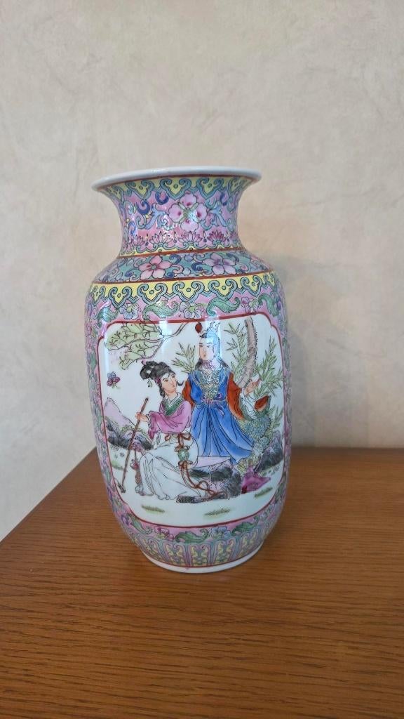 Vintage Chinees porselein handgeschilderd rose stijl, Ophalen