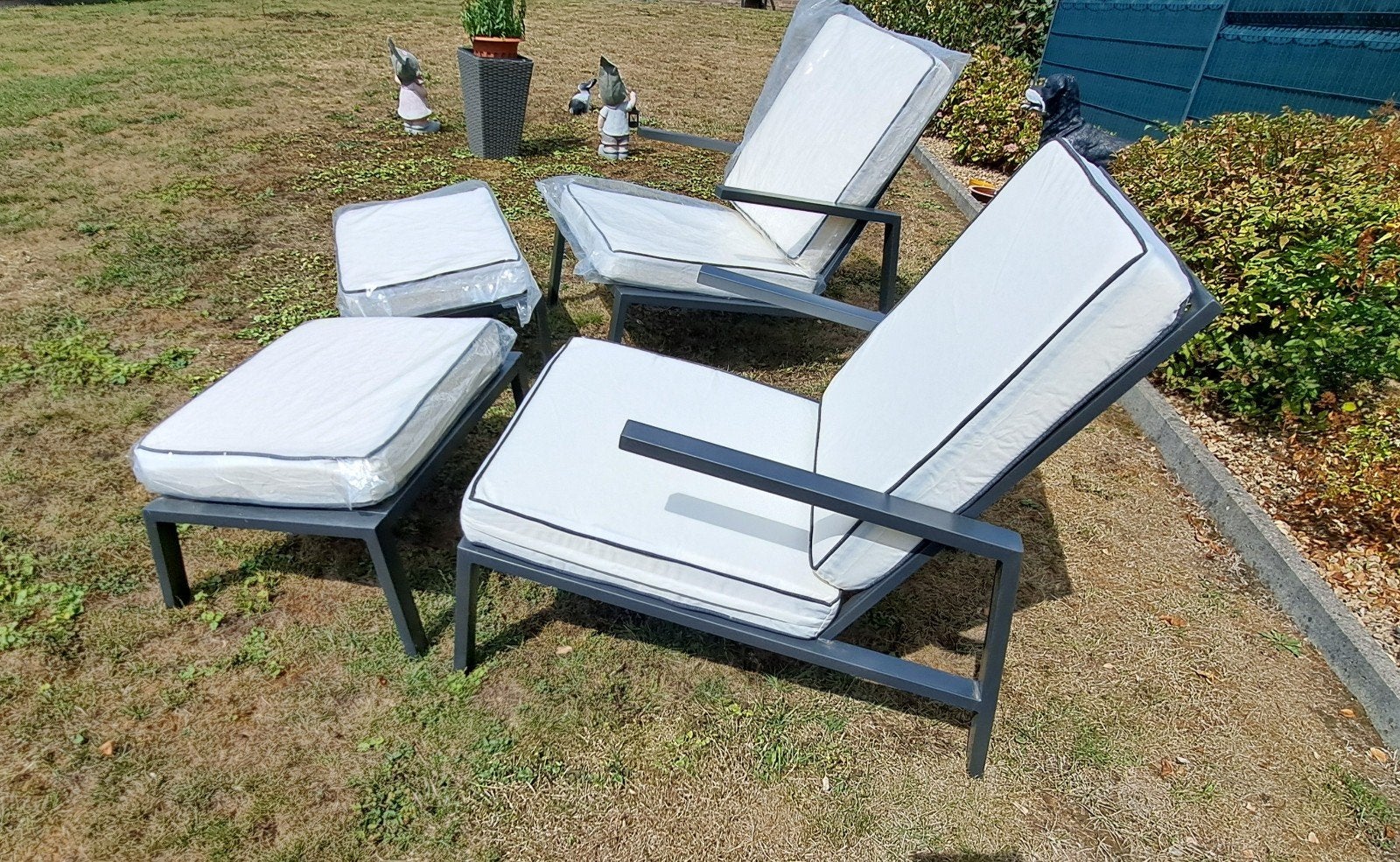 2 chaises de jardin transat avec cousins et pose pied trento, Enlèvement, Comme neuf