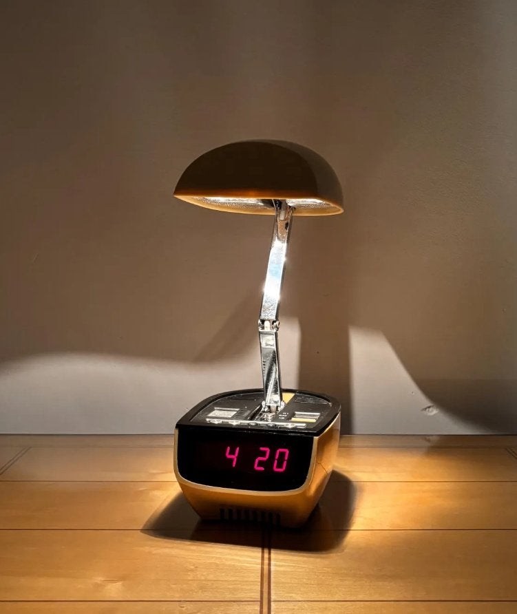 Vintage tafellamp + klok - Lamp Timco jaren 70, Ophalen of Verzenden