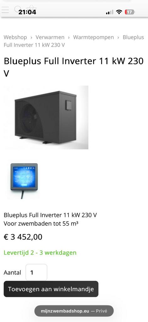 Bleu plus inverter warmtepomp 11kwh, Enlèvement, Neuf