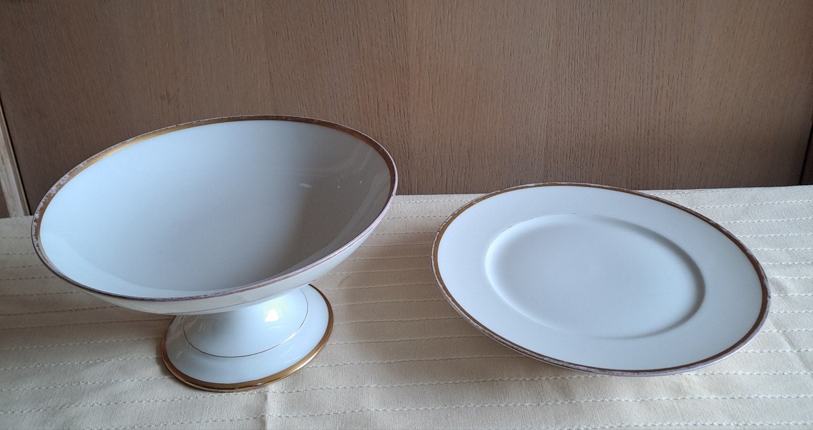 Limoges schaal op voet en serveerbord, Antiek en Kunst, Ophalen
