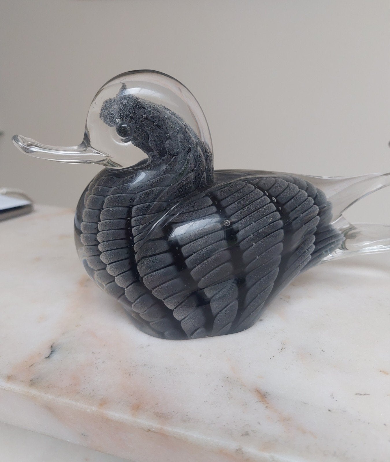 Sculpture Canard en Verre Fumé Signé V. Nason & C. Murano -, Enlèvement