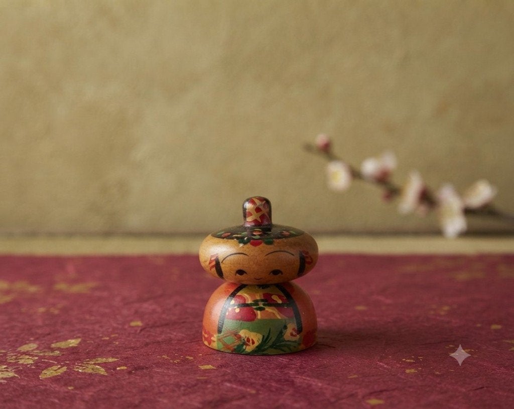 Joli kokeshi Hinamatsuri, Antiquités & Art, Fait main, 3 cm, Japon, Bois